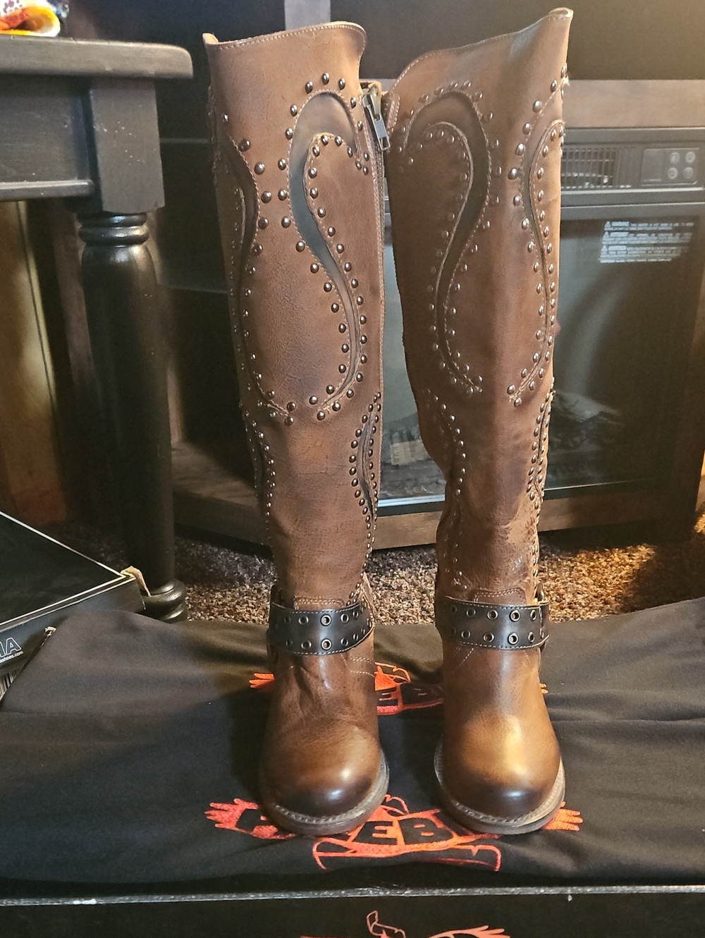 Freebird Studded Brown Tall Women's Riding Boots